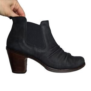 Paul Green Jano Ankle Boot Slouchy Bootie Leather UK 5 US 7.5 Black Block Heel